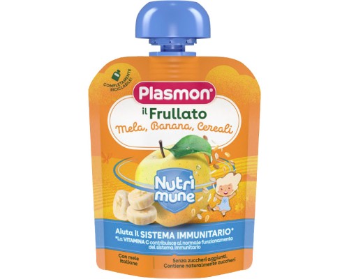 Дитяче пюре Plasmon Яблуко, банан, злаки 85 г (1136140)