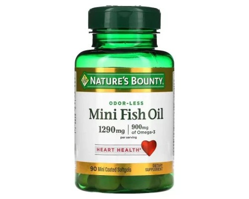 Жирні кислоти Nature's Bounty Риб'ячий жир без запаху, 1290 мг, Odor-Less Mini Fish Oil, 90 гелевих кап (NRT-18678)