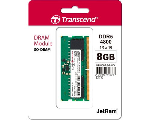 Модуль пам'яті для ноутбука SoDIMM DDR5 8GB 4800 MHz JetRam Transcend (JM4800ASG-8G)