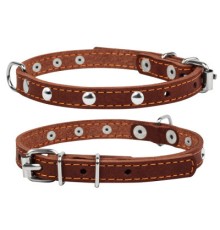 Нашийник для тварин Collar одинарний з прикрасами Ш 12 мм Д 24-32 см коричневий (00236)