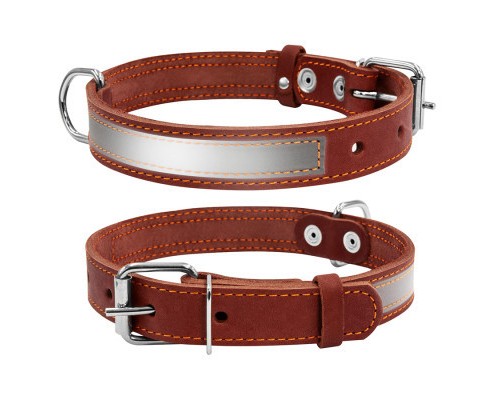 Нашийник для тварин Collar зі світловідбиваючою стрічкою Ш 25 мм Д 38-50 см коричневий (02496)