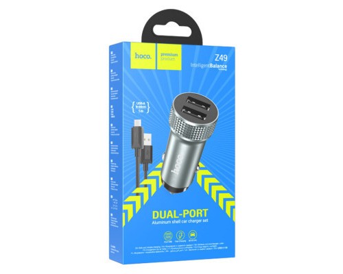 Зарядний пристрій HOCO Z49 Level 2xUSB Metal Gray (6931474795656)