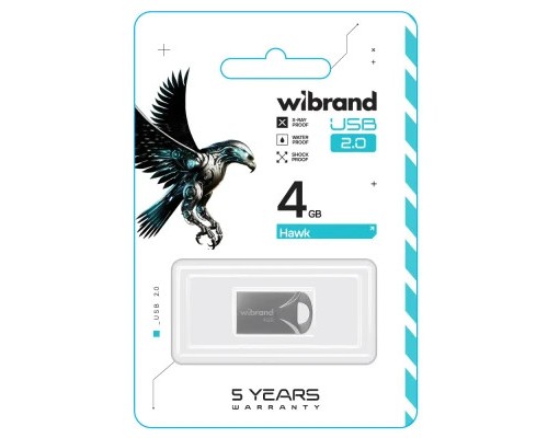 USB флеш накопичувач Wibrand 4GB Hawk Silver USB 2.0 (WI2.0/HA4M1S) 