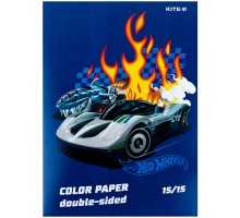 Кольоровий папір Kite А4 двосторонній Hot Wheels 15арк/15 кол (HW24-250)