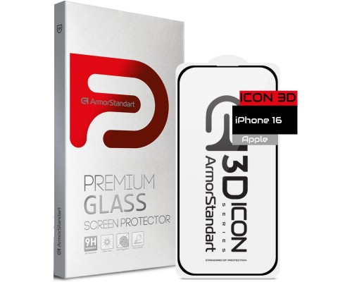 Скло захисне Armorstandart Icon 3D Apple iPhone 16 Black (ARM78027)