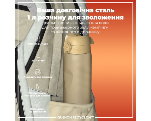 Пляшка для води ION8 OneTouch 1000 мл BPA Free, Desert (I8RF1000DES)
