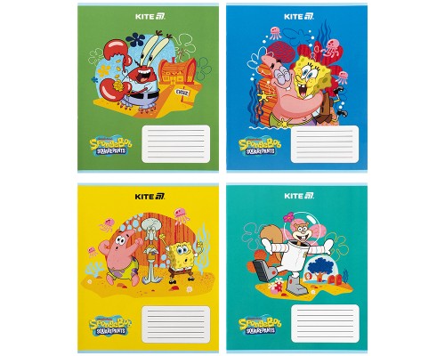Зошит Kite SpongeBob SquarePants, 12 аркушів, коса лінія (SB25-235)