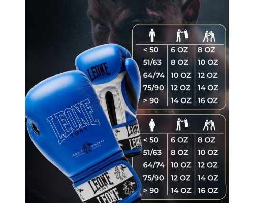 Боксерські рукавички Leone GN208 Iconic Blue 12 унцій (GN208_Blue_12oz)