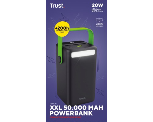 Батарея універсальна Trust 50000mAh Redoh XXL, 3хUSB-A/USB-C, 20W, black (25196_TRUST)