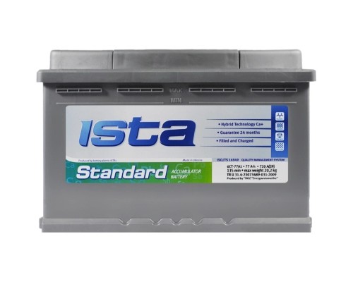 Акумулятор автомобільний Ista Standard 77Ah Ев (-/+) (720EN)