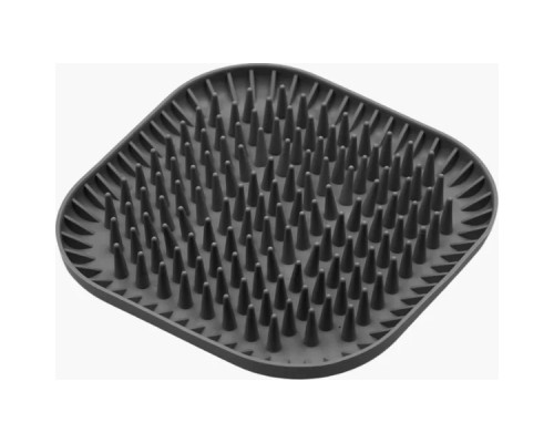 Універсальний посуд для тварин Fiboo Fiboowl Spiky килимок для злизування ласощів та їжі, 19х19 см темно-сірий (FIB0231)