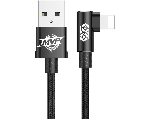 Дата кабель USB 2.0 AM to Lightning 2.0m 1.5A 90° corner black Baseus (CALMVP-A01)