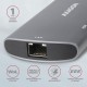 Концентратор AXAGON USB-C to 2xUSB-A + HDMI + RJ45 + SATA M.2 + PD 100W 0.18m grey (HMC-6M2)
