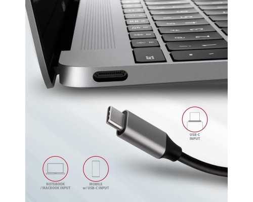 Концентратор AXAGON USB-C to 2xUSB-A + HDMI + RJ45 + SATA M.2 + PD 100W 0.18m grey (HMC-6M2)