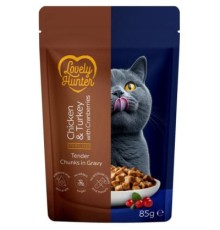 Вологий корм для кішок Lovely Hunter Sterilised Adult with Chicken, Turkey and Cranberries 85 г (LHU70473)