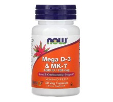 Вітамін Now Foods Вітаміни D-3 & MK-7, 5000 МE / 180 мкг, 60 капсул (NOW-00384)