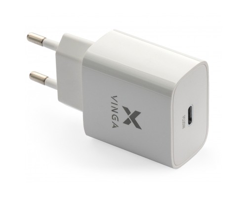Зарядний пристрій Vinga PD Type-C 20W Charger white (VWCPDC)