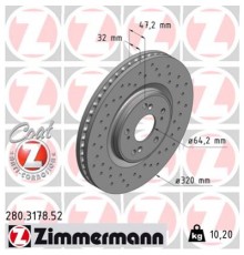 Гальмівний диск ZIMMERMANN 280.3178.52