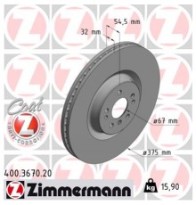 Гальмівний диск ZIMMERMANN 400.3670.20