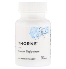 Мінерали Thorne Research Мідь (Бісгліцінат), Copper Bisglycinate, 60 капсул (THR-00341)