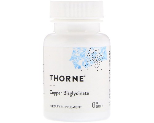 Мінерали Thorne Research Мідь (Бісгліцінат), Copper Bisglycinate, 60 капсул (THR-00341)