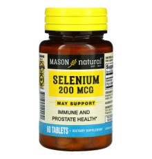 Мінерали Mason Natural Селен 200 мкг, Selenium, 60 таблеток (MAV-12495)