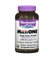 Мультивітамін Bluebonnet Nutrition Мультивітаміни без заліза, MultiONE, 60 гелевих капсул (BLB0146)