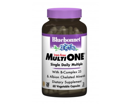 Мультивітамін Bluebonnet Nutrition Мультивітаміни без заліза, MultiONE, 60 гелевих капсул (BLB0146)