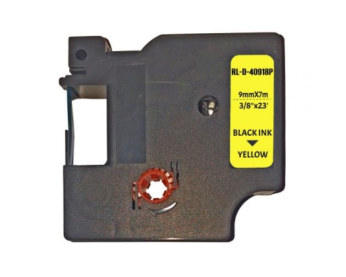 Стрічка для принтера етикеток UKRMARK RL-D-40918P-BK/YE, аналог DYMO S0720730, 9мм х 7м. (900301)
