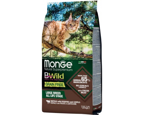 Сухий корм для кішок Monge Cat Bwild GR.FREE зі м'ясом буйвола 1.5 кг (8009470012065)