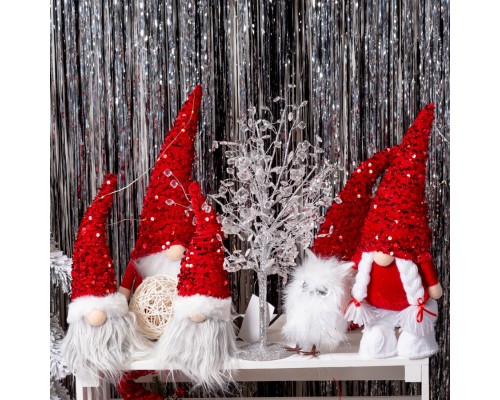 Новорічна фігурка Novogod`ko Гном, червона паєтка, 36 см, LED (973720)