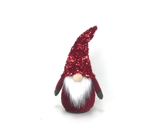 Новорічна фігурка Novogod`ko Гном, червона паєтка, 36 см, LED (973720)