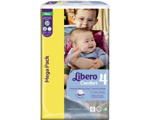 Підгузки Libero Comfort Розмір 4 (7-11 кг) 80 шт (7322541756820)