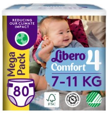 Підгузки Libero Comfort Розмір 4 (7-11 кг) 80 шт (7322541756820)