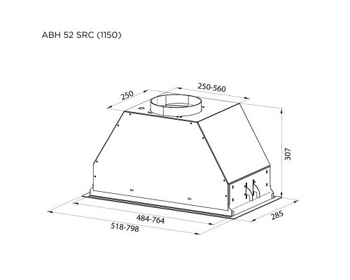 Витяжка кухонна Pyramida ABH 52 SRC (1150) GWH