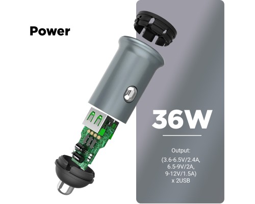 Зарядний пристрій Armorstandart Car 2xUSB QC3.0 Grey (ARM65438) Зарядний пристрій Armorstandart Car 2xUSB QC3.0 Grey (ARM65438)