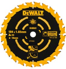 Диск пильний DeWALT EXTREME , 184х16, 24 z, ATB, 18 градусів, швидкий різ (DT10302)