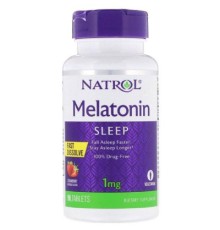 Амінокислота Natrol Мелатонін, 1 мг, смак полуниці, Melatonin, Fast Dissolve, 90 таблеток (NTL-06324)
