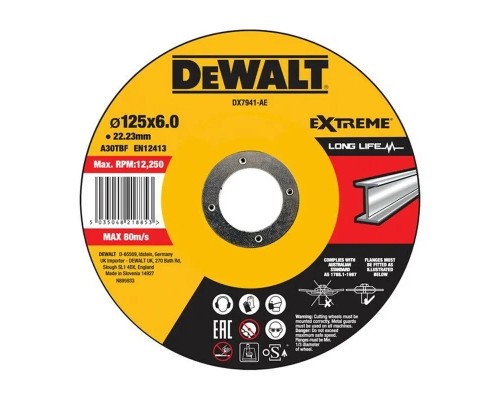 Круг зачистний DeWALT чорний/кольоровий метал, 125х6.0х22.23 мм (DX7941)