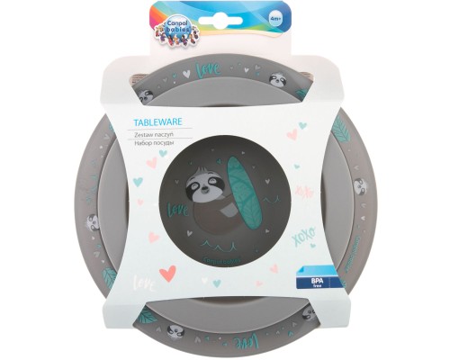 Набір дитячого посуду Canpol babies Exotic Animals Сірий 2 шт. (56/523_grey) Набір дитячого посуду Canpol babies Exotic Animals Сірий 2 шт. (56/523_grey)