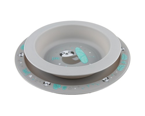 Набір дитячого посуду Canpol babies Exotic Animals Сірий 2 шт. (56/523_grey) Набір дитячого посуду Canpol babies Exotic Animals Сірий 2 шт. (56/523_grey)