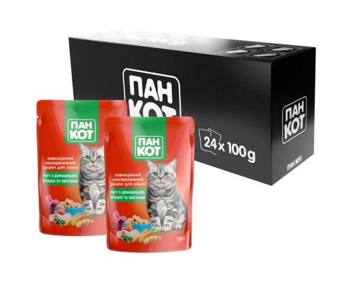 Вологий корм для кішок Пан Кот домашня птиця 100 г (4820111141012)