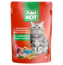 Вологий корм для кішок Пан Кот домашня птиця 100 г (4820111141012)