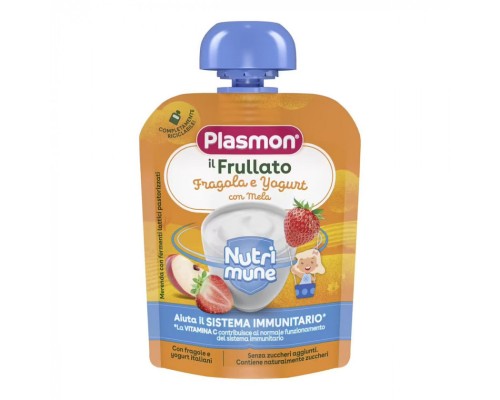 Дитяче пюре Plasmon Яблуко, полуниця, йогурт 85 г (1136146)