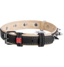 Нашийник для тварин WAUDOG Soft з QR паспортом з шипами Ш 25 мм Д 38-49 см чорний (7204)