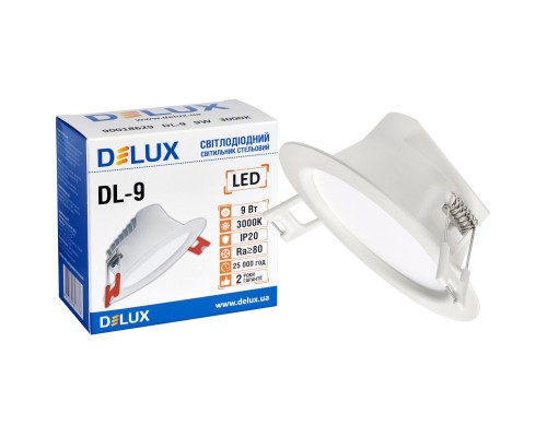 Світильник Delux DL-9 3000К 9Вт 720лм 230В D110мм (90018629)