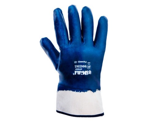 Захисні рукавиці Sigma трикотажні з нітриловим покриттям (сині краги) (9443361)