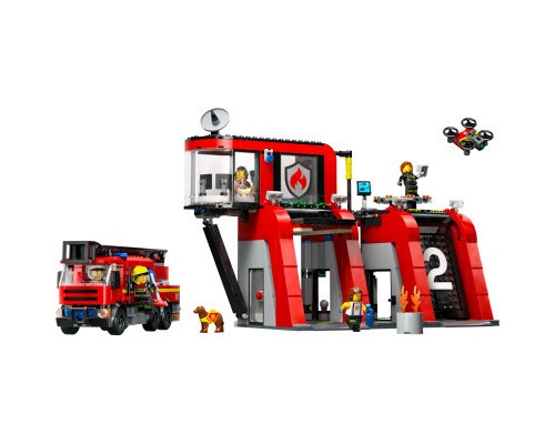 Конструктор LEGO City Пожежне депо з пожежною машиною 843 деталей (60414)