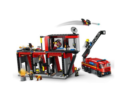 Конструктор LEGO City Пожежне депо з пожежною машиною 843 деталей (60414)