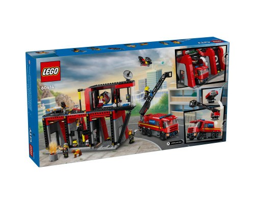 Конструктор LEGO City Пожежне депо з пожежною машиною 843 деталей (60414)
